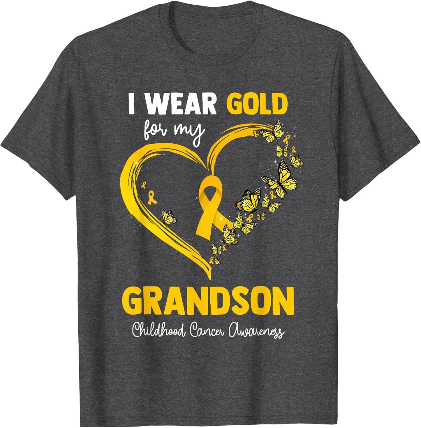 I Wear Gold for My Grandson Childhood Cancer Heart Ribbon