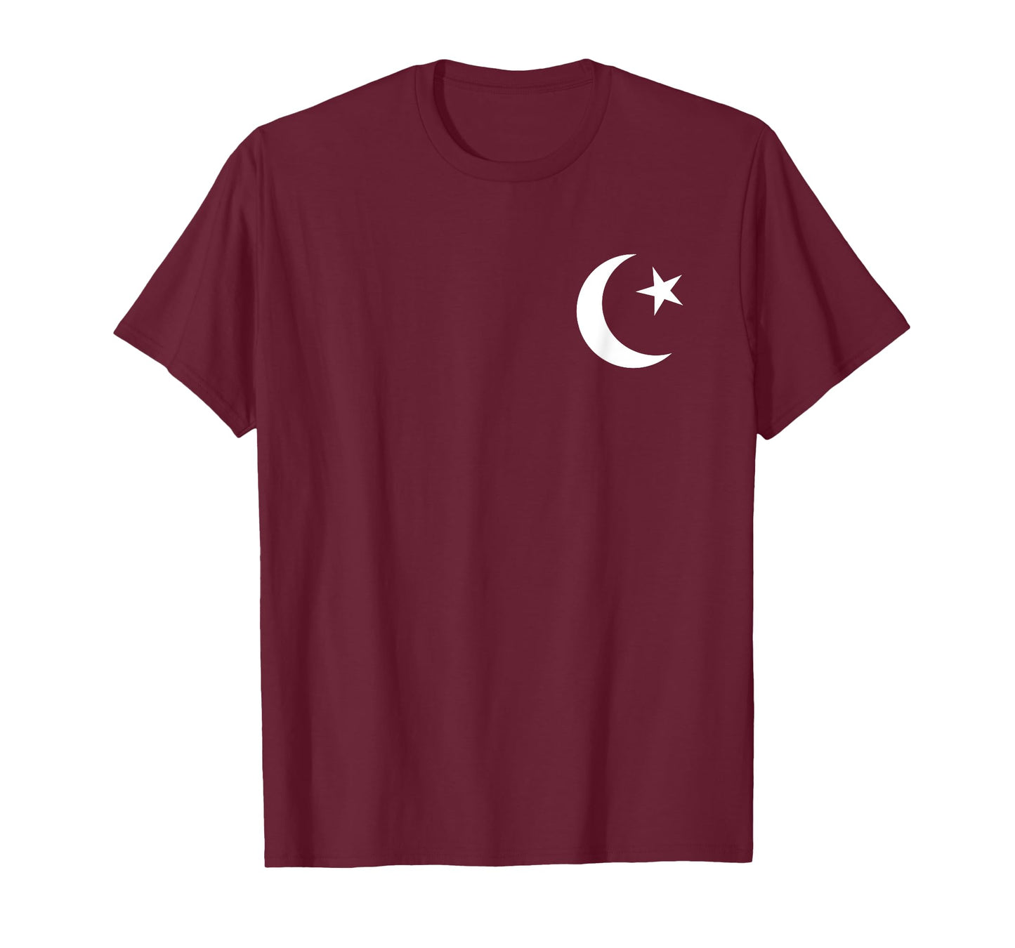 White Symbol of Islam Crescent Moon and Star Minimalist T-Shirt
