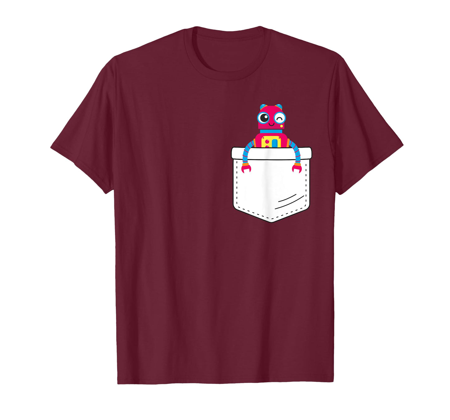 Cute robot inside fake pocket, boys robot shirt T-Shirt