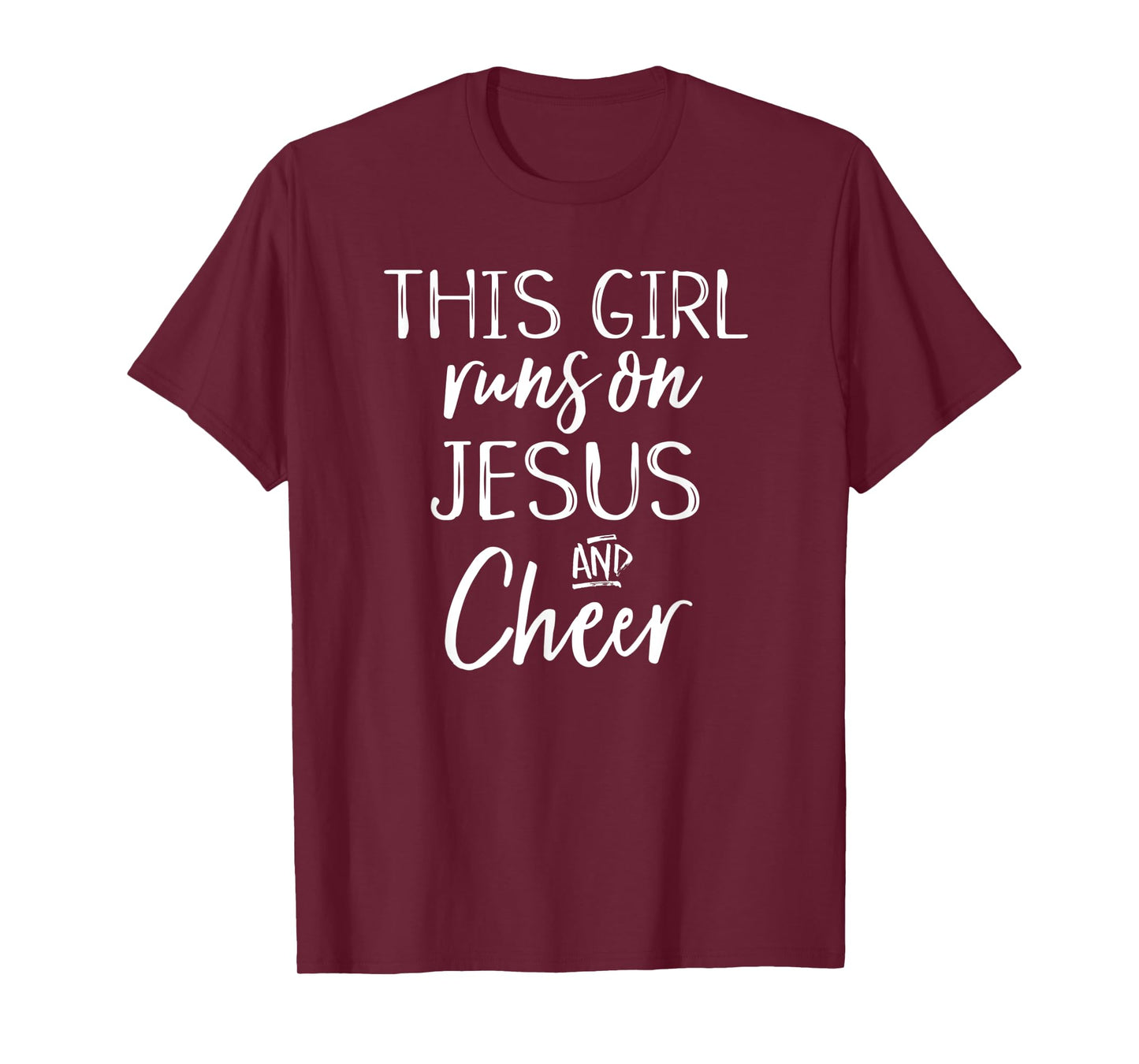 This Girl Runs On Jesus and Cheer Christian Cute Shirt