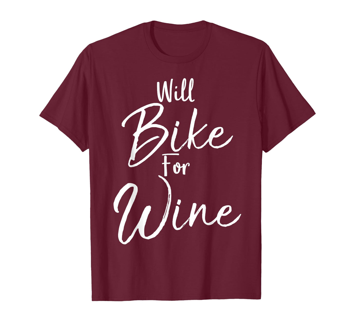 Will Bike for Wine Shirt Funny Biking Cycling Spin Tee T-Shirt