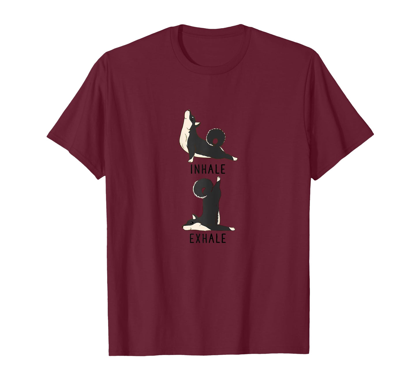 Inhale Exhale Black and Tan Shiba inu Yoga Dog Tee Shirt