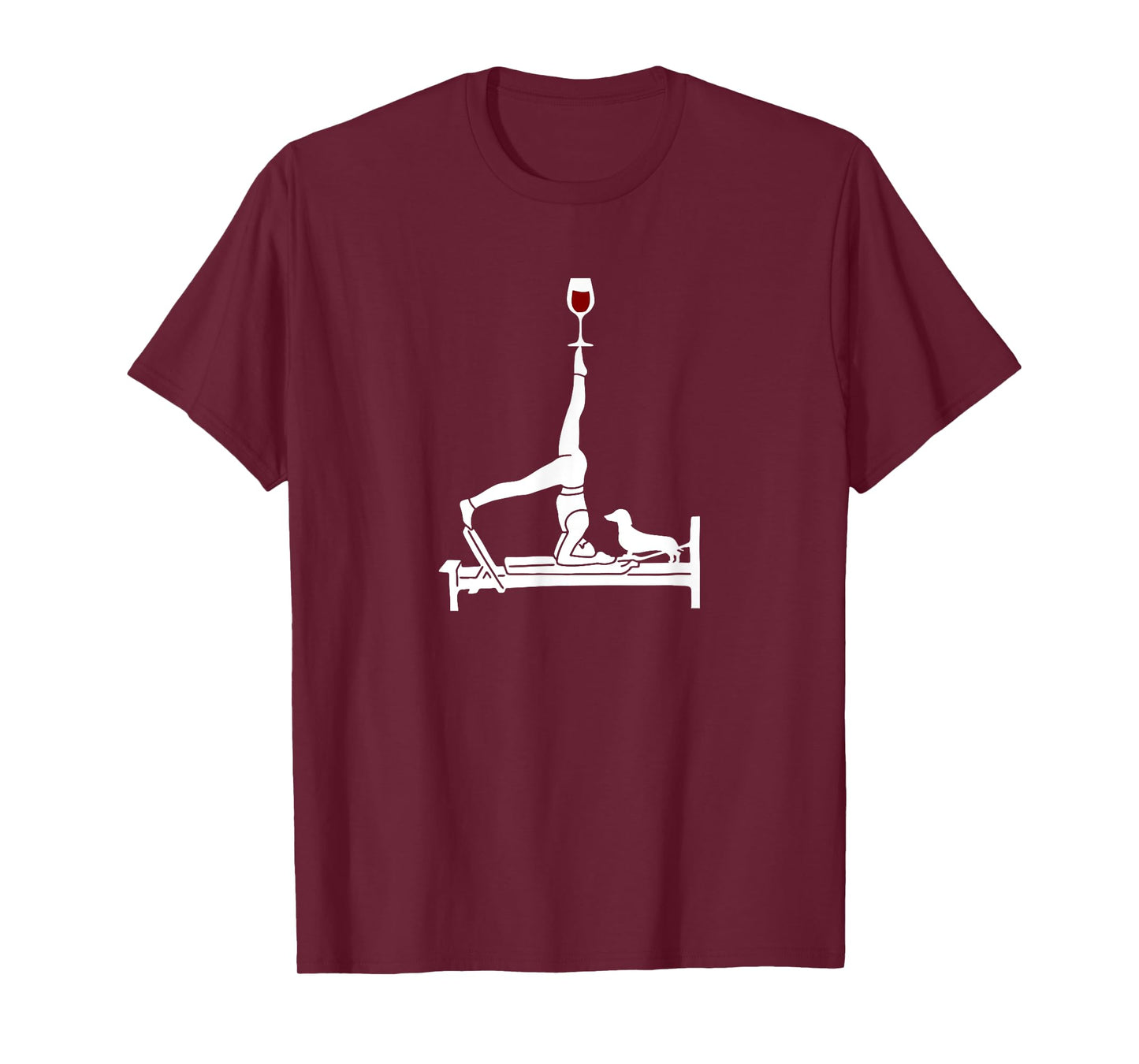Pilates wine Reformer Pilates with Dachshund dog T-Shirt