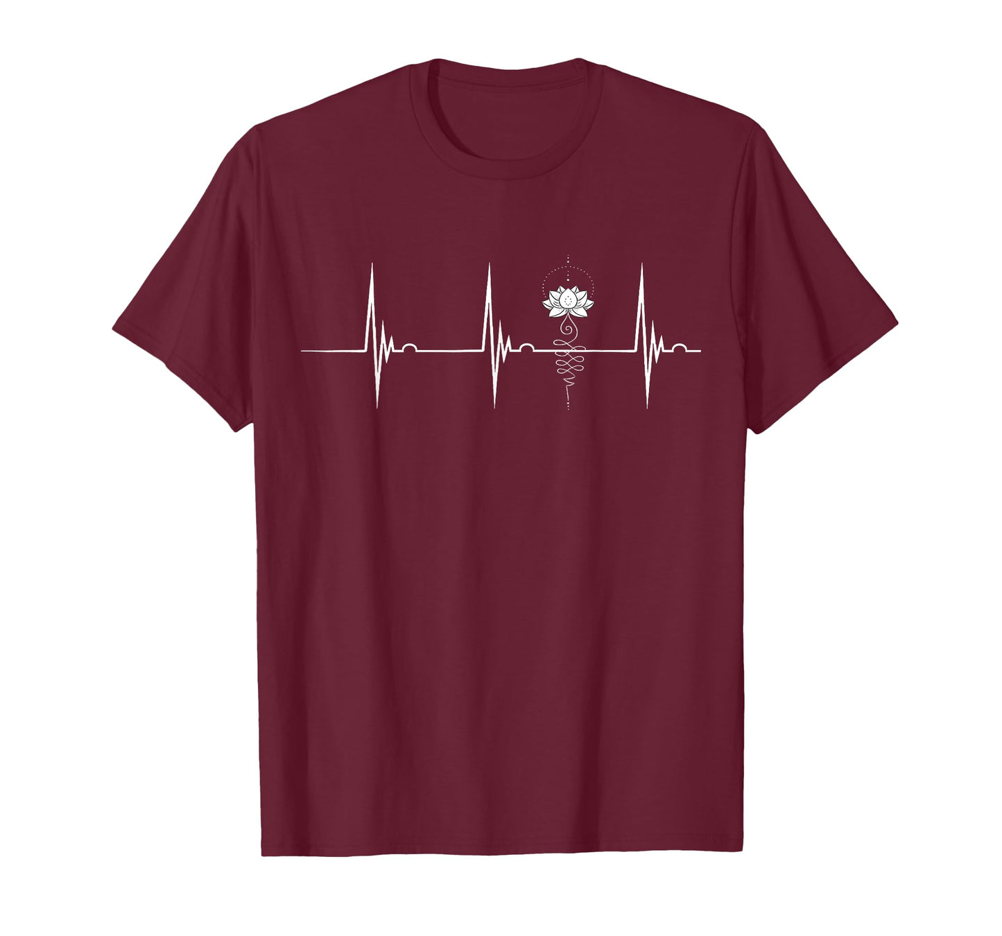 Unalome Tattoo Heartbeat ECG Pulse Lotus Flower Tree Zen Yoga T-Shirt