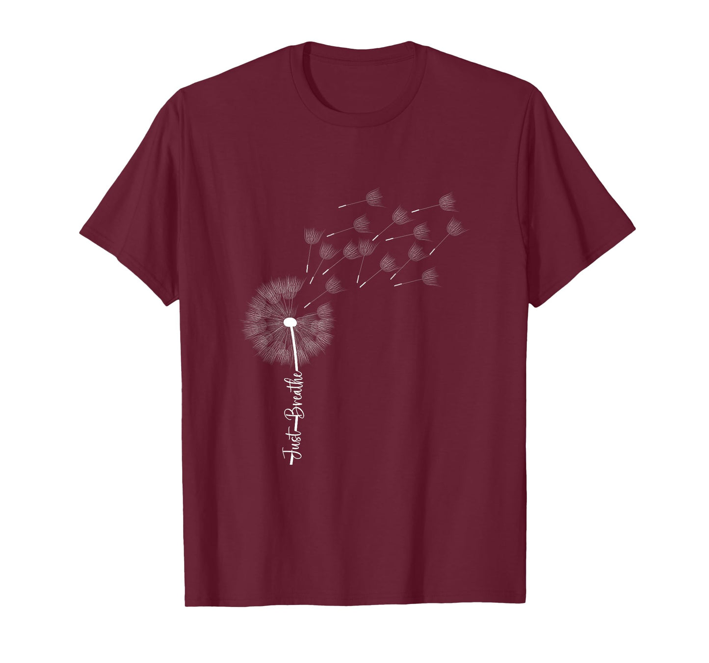 Dandelion Graphic Just Breathe Letter Print Inspirational T-Shirt