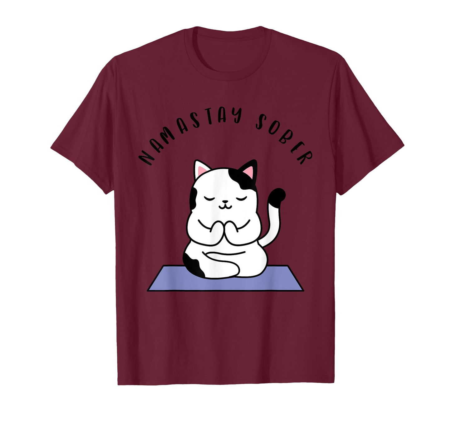 Namastay Sober Cute Cat Yoga NA AA T Shirt Men Women Gift T-Shirt