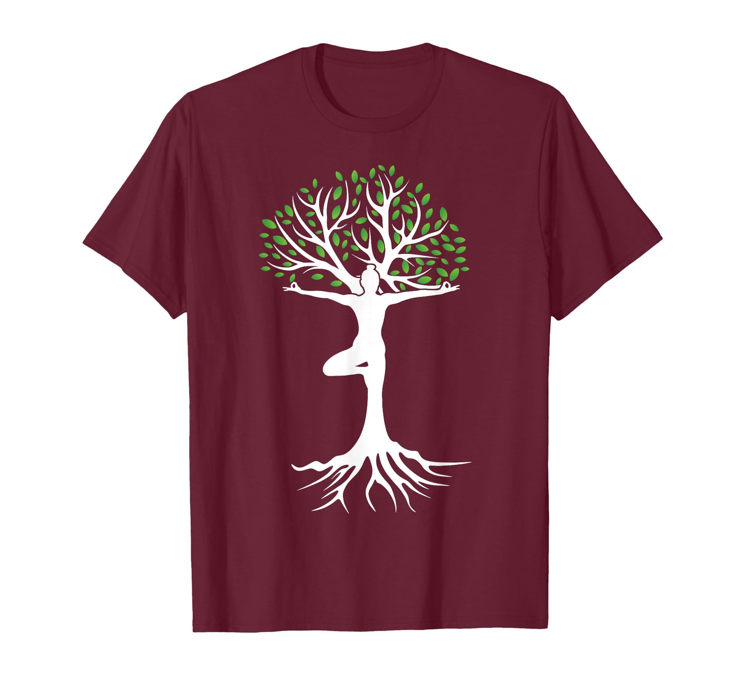 Zen Tree-Pose with Leaves Branches and Roots Yoga Namaste T-Shirt