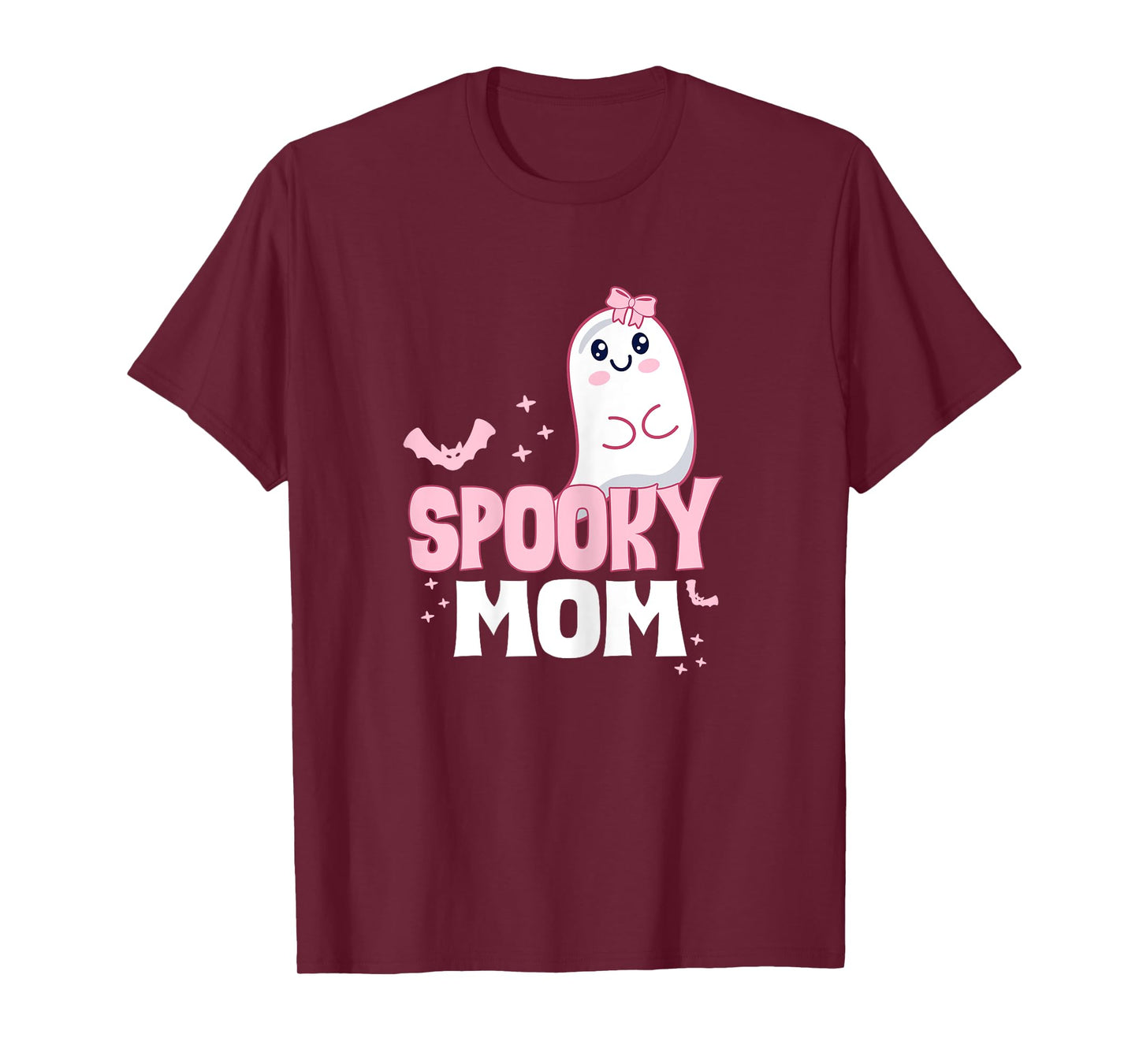 Spooky Mom Family Cute Pink White Ghost Boo Halloween T-Shirt