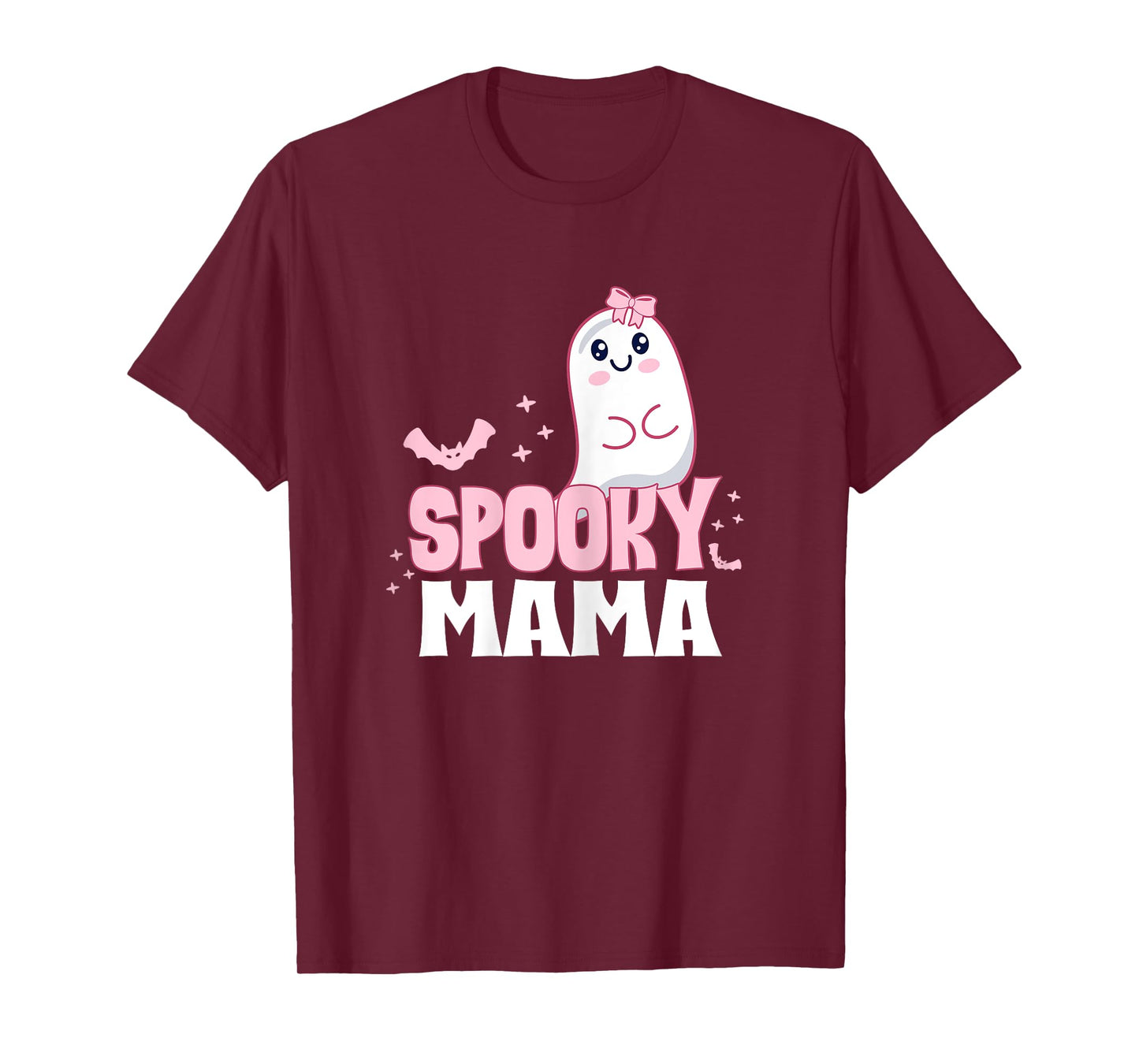 Spooky Mama Family Cute Pink White Ghost Boo Halloween T-Shirt