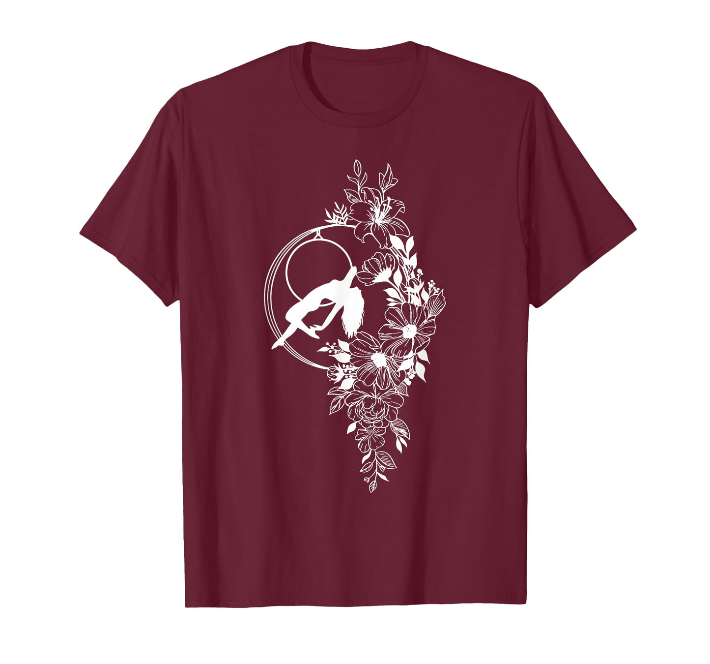 Retro Aerial Hoop Floral Hoop Women Dancer Aerial Acrobatics T-Shirt