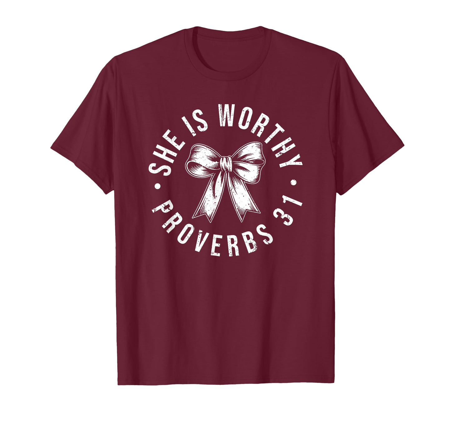 She Is Worthy, She is Worthy Bow, Christian Coquette Girly T-Shirt
