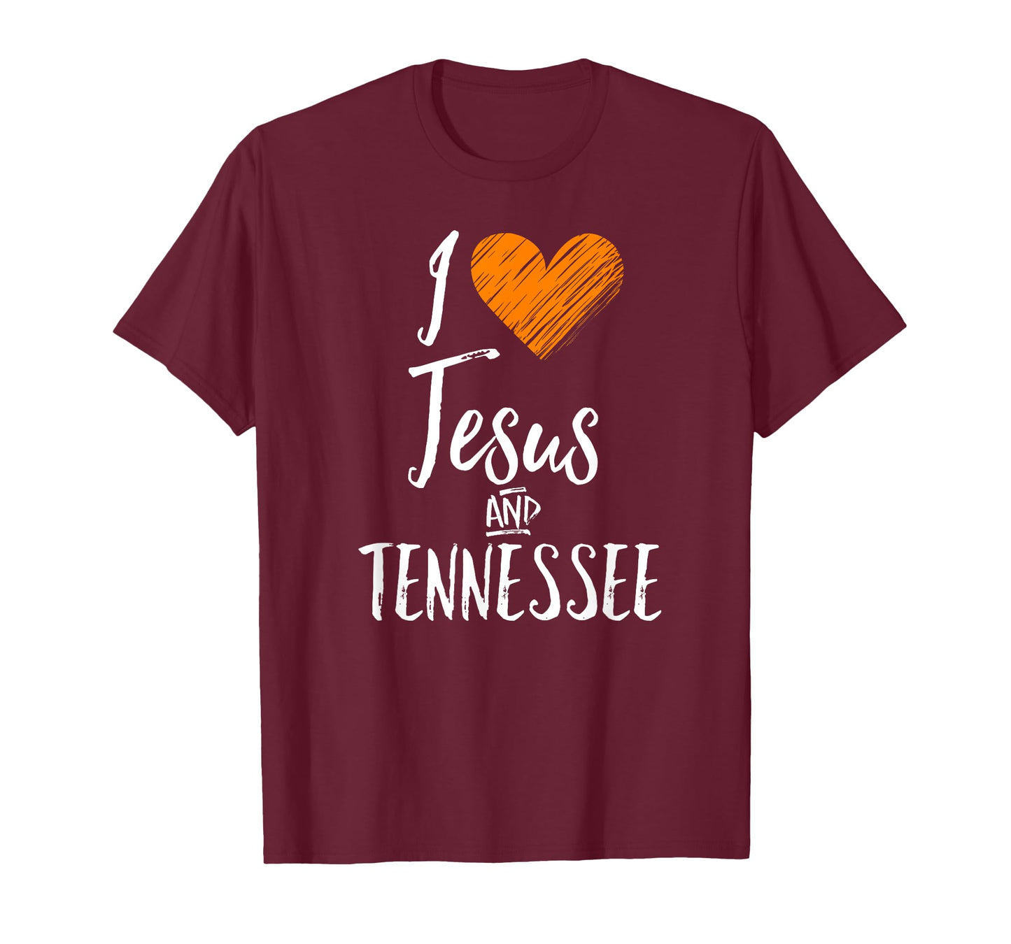 I Love Jesus And Tennessee Shirt Orange Heart Cute Fan Gift T-Shirt