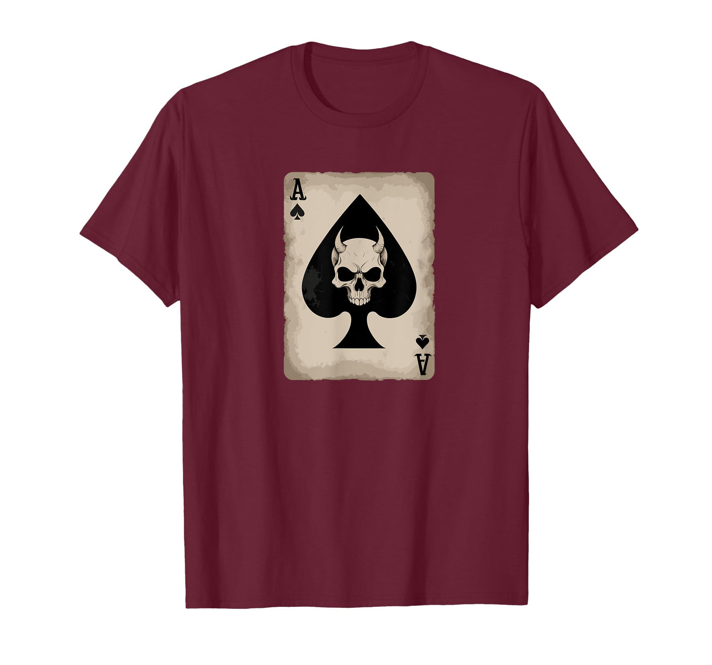 Skull and Devil Horns. Ace of Spades Playing Card. T-Shirt