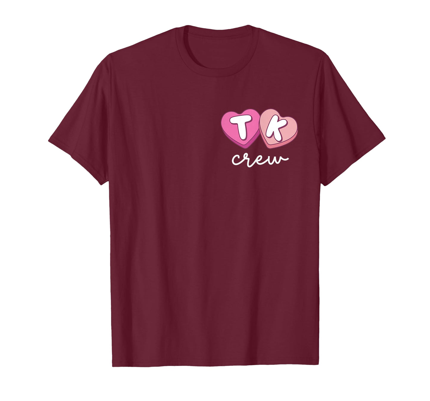 TK Crew Teacher Retro Valentines Day Candy Heart Back Design T-Shirt