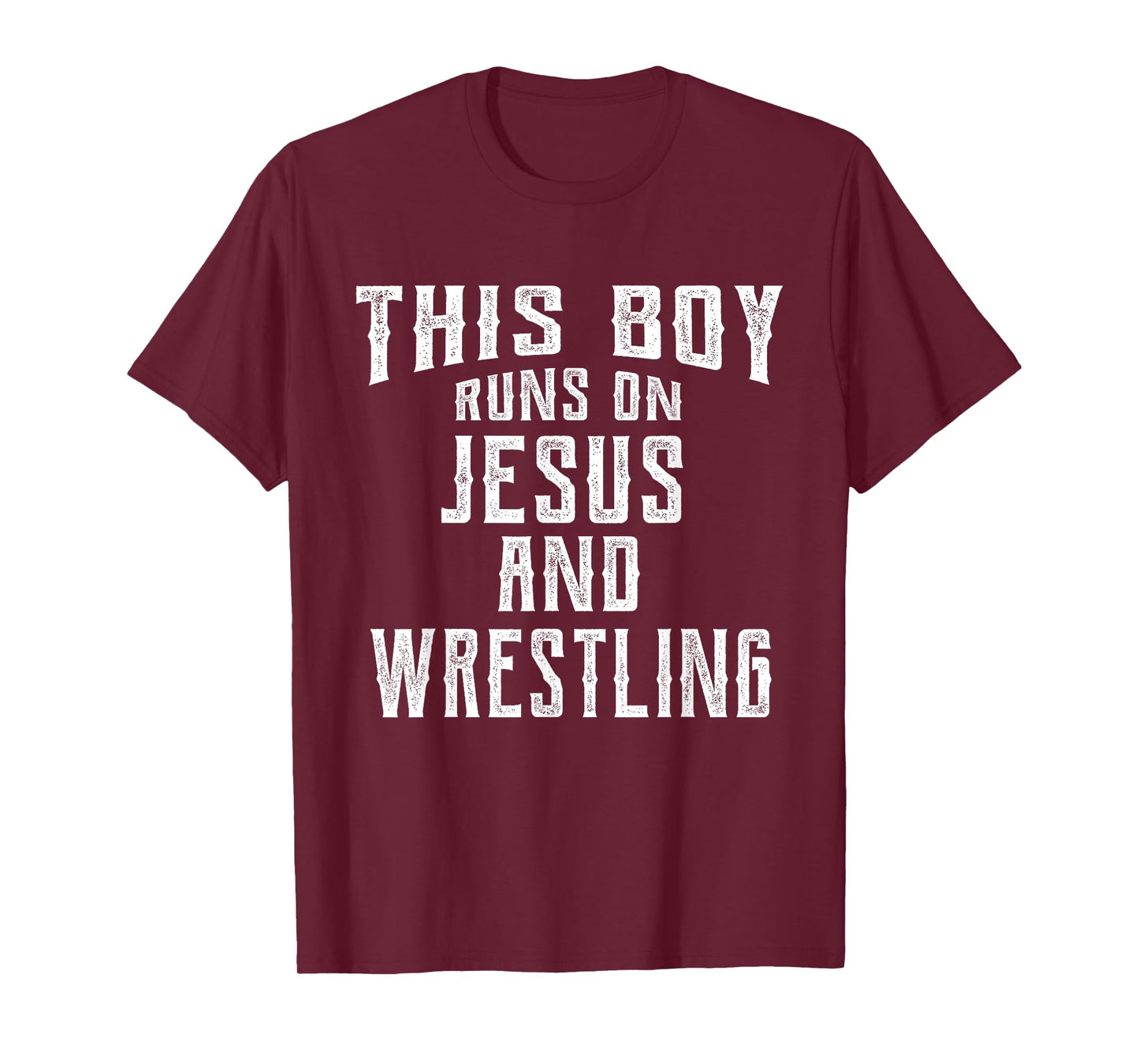 This Boy Runs On Jesus And Wrestling T Shirt Christian Gift T-Shirt