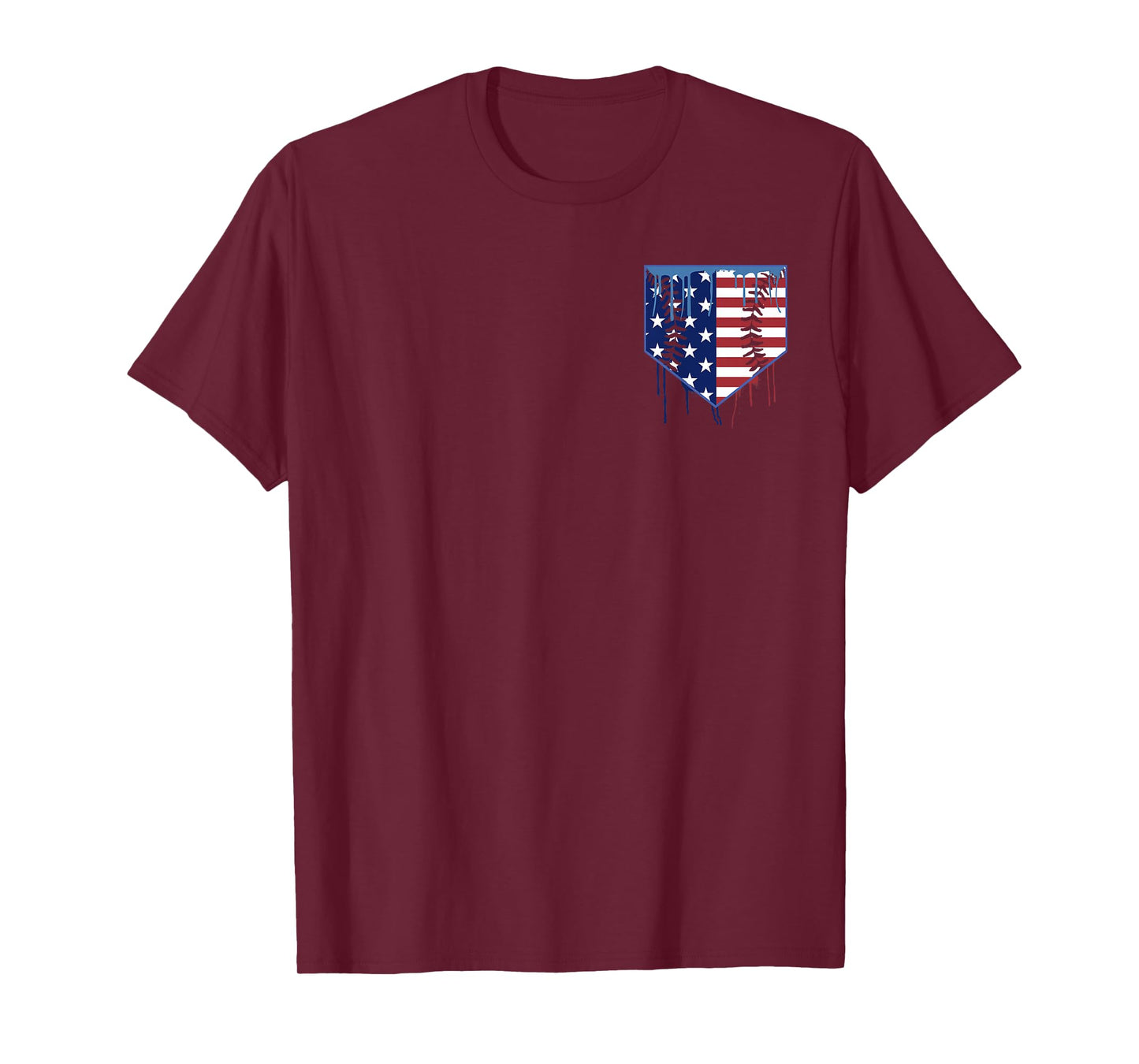 Baseball Drip Memorial Day Patriotic American Flag (2 Sides) T-Shirt