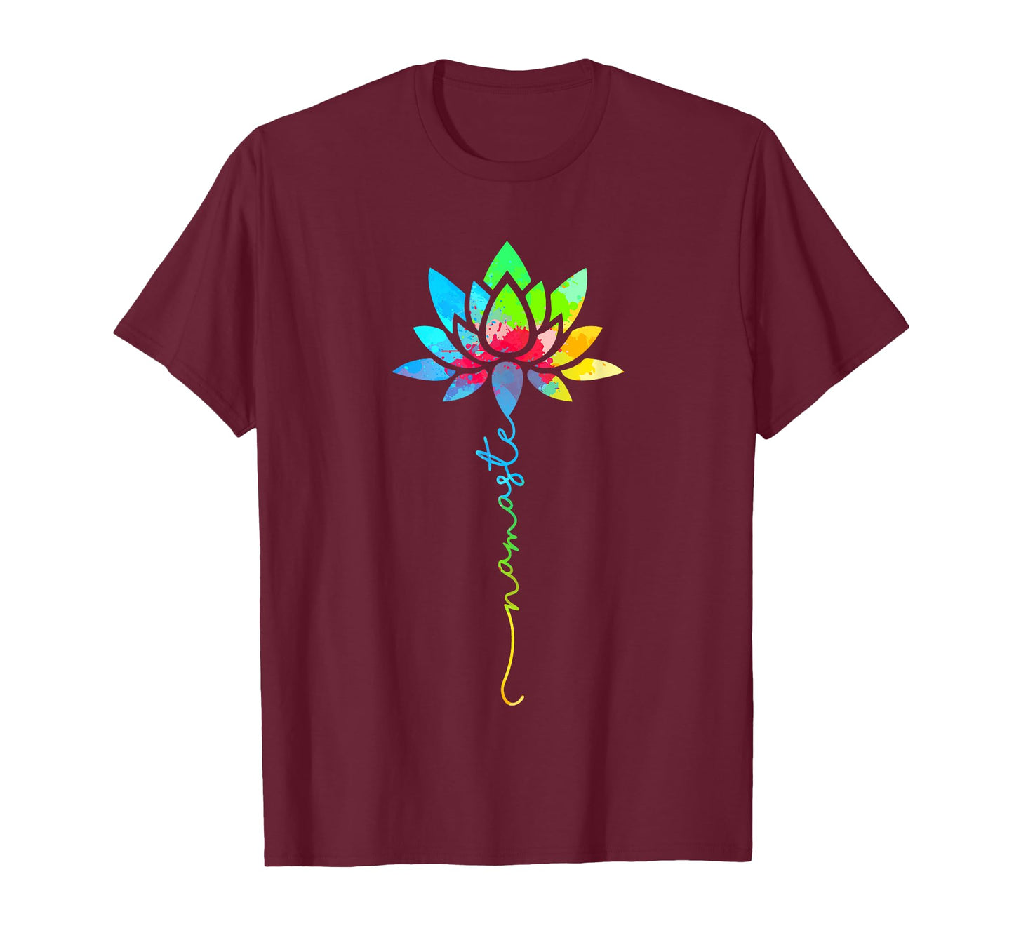 Womens Namaste Rainbow Mandala Lotus Flower Meditation Yoga T-Shirt