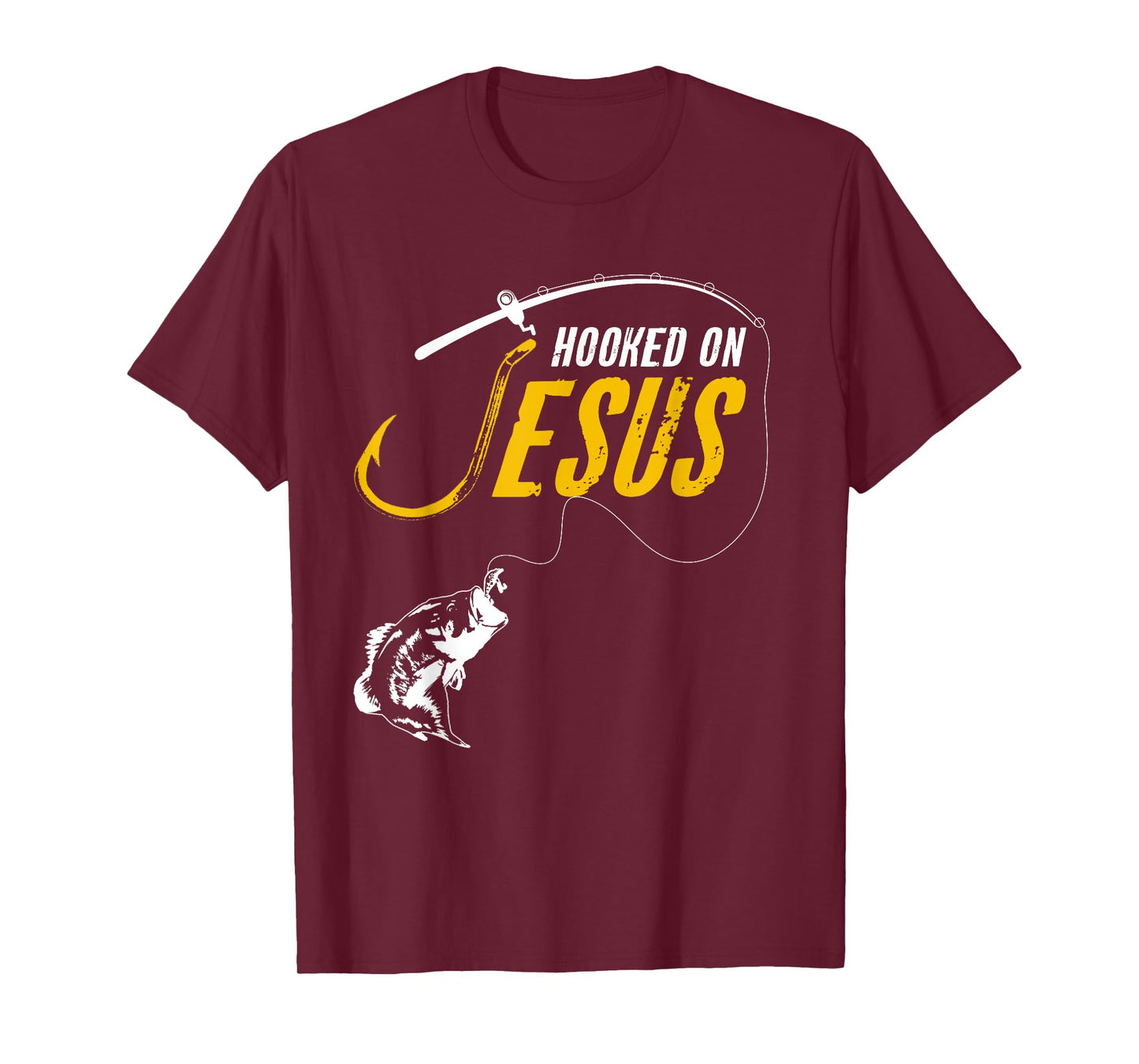Hooked on Jesus Funny Christian Fishing T-Shirt