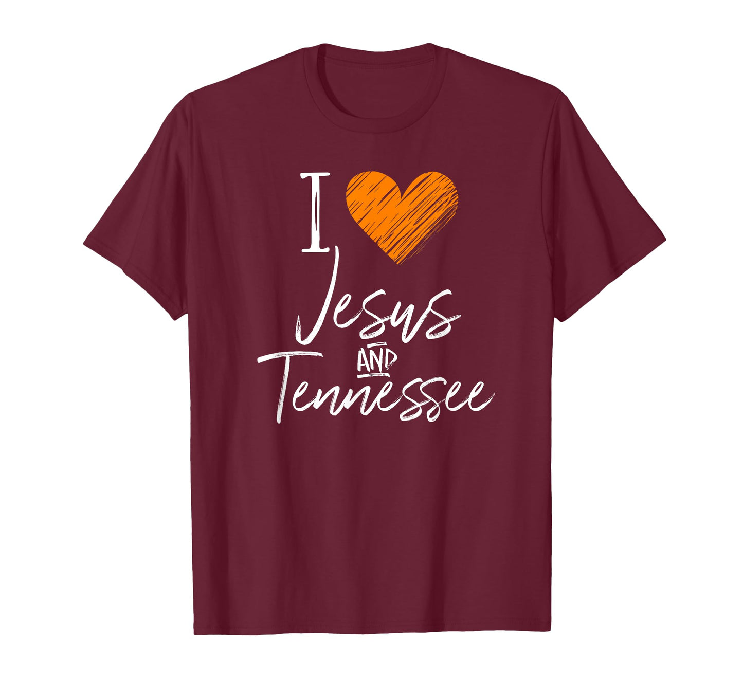 I Love Jesus And Tennessee Shirt Orange Heart Cute Fan Gift T-Shirt