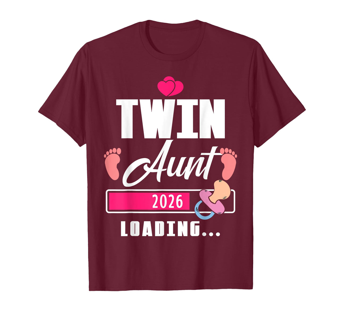 Twin Aunt Loading 2026 Funny Baby Girl Reveal Family Match T-Shirt