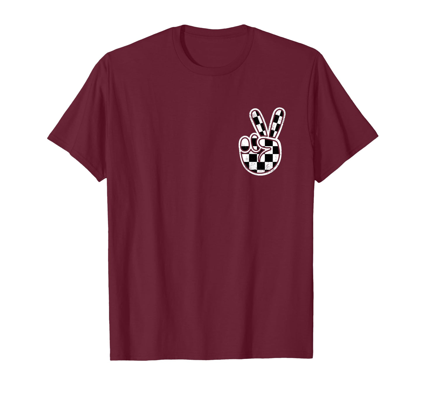 Checkered Peace Sign Hand Racing Flag Race Car Boys Pocket T-Shirt