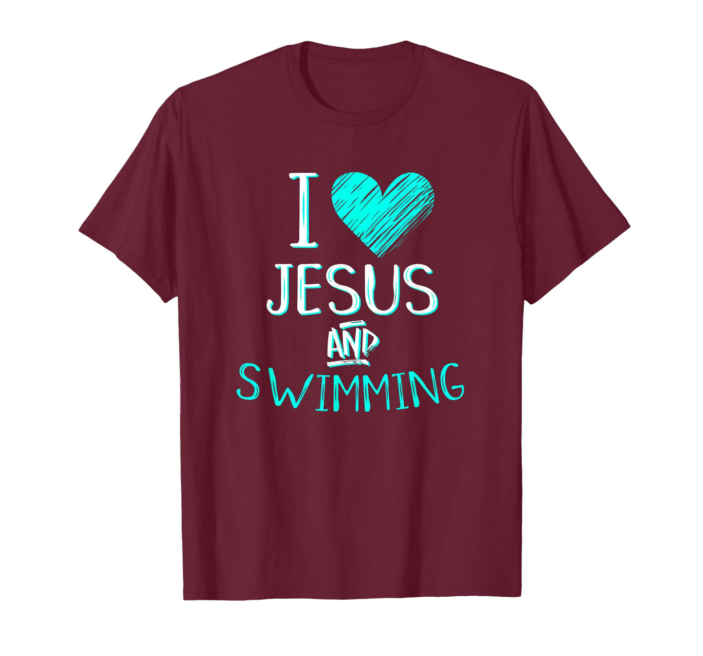 I Love Jesus And Swimming Christian Swimmer Birthday Gift T-Shirt