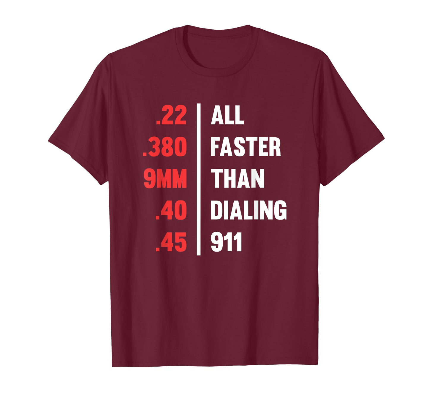 Bullets All Faster Than Dialing 911 .22 .380 9mm .45 T-Shirt T-Shirt
