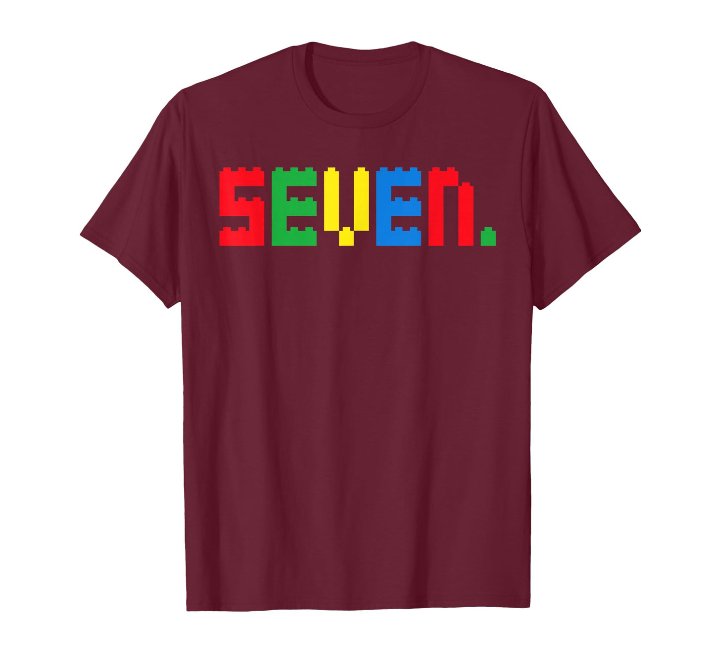 Seven. Shirt 7th Birthday Block Building Master Builder Boys T-Shirt