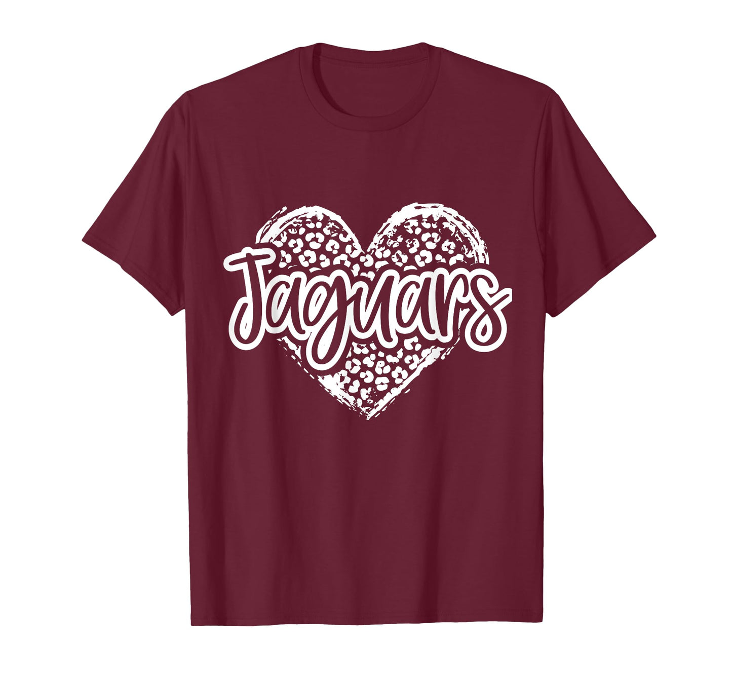 Leopard Cheetah Heart JAGUARS School Spirit Top Distressed T-Shirt