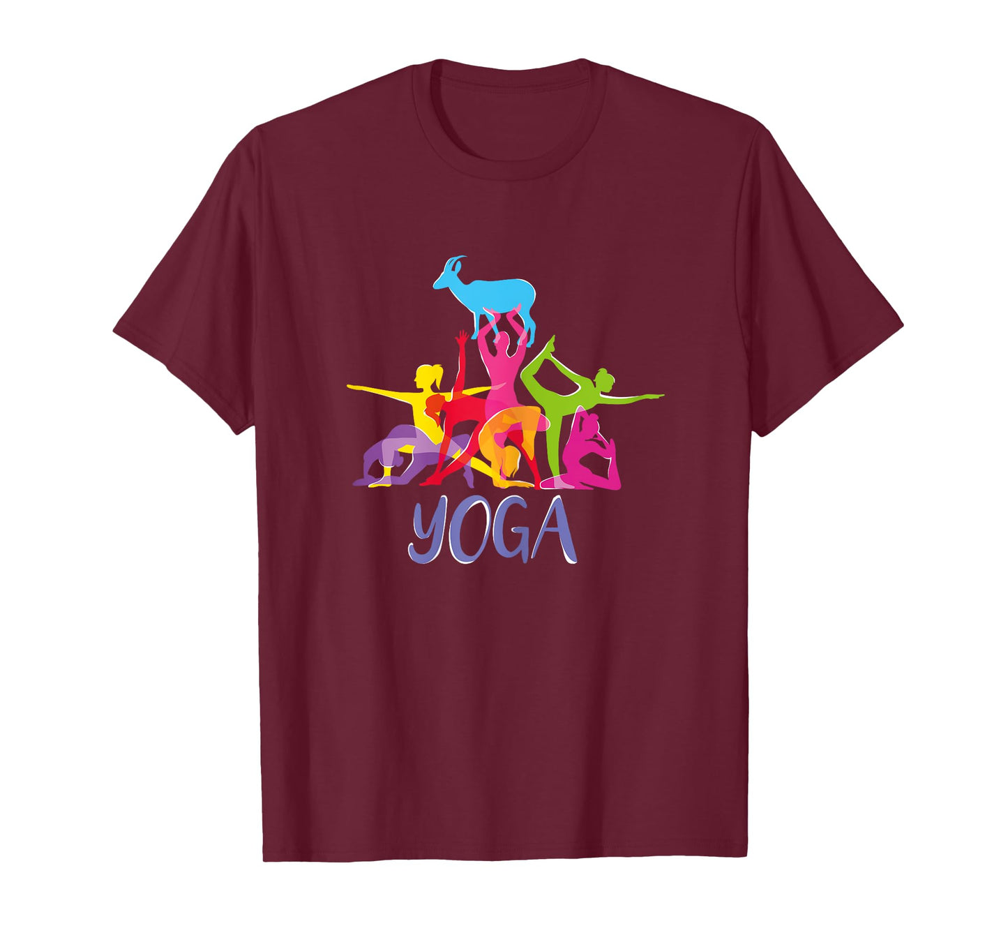 Womens Yoga Goat Funny Farming Sport Shirt. Downward Face Pose T-Shirt
