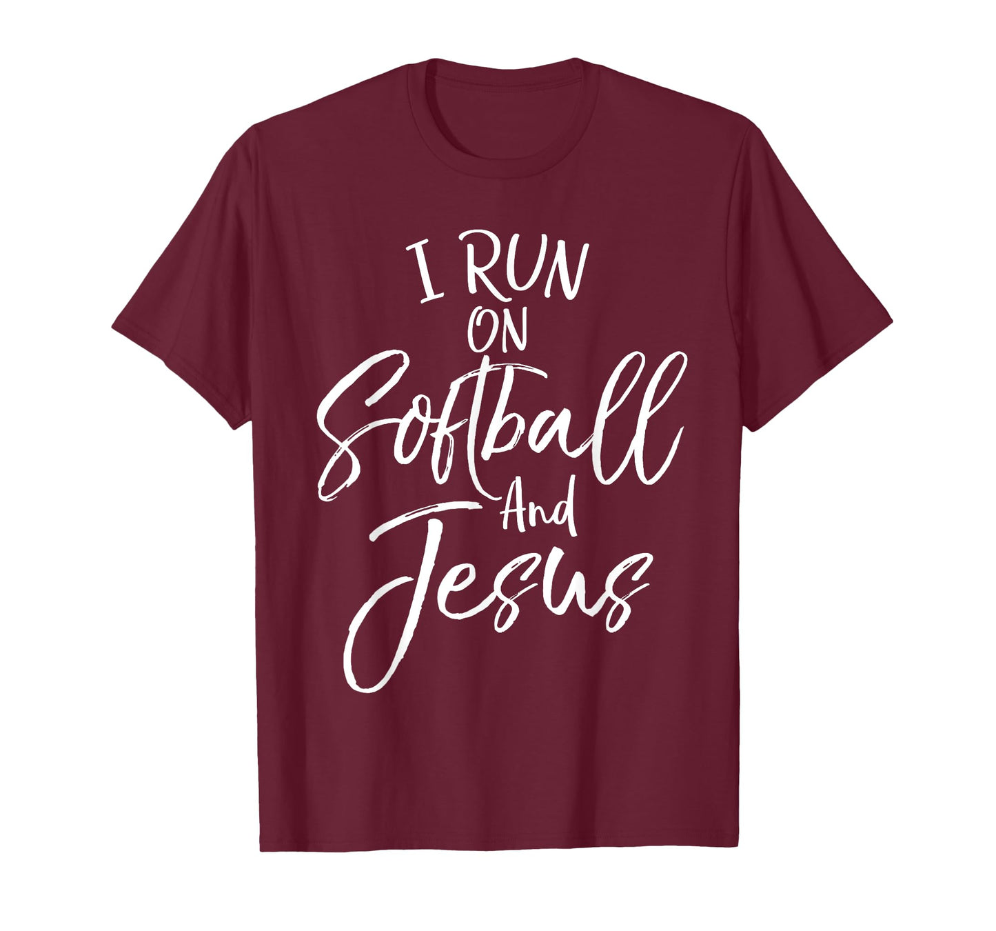 I Run on Softball and Jesus Shirt Fun Cute Christian Tee