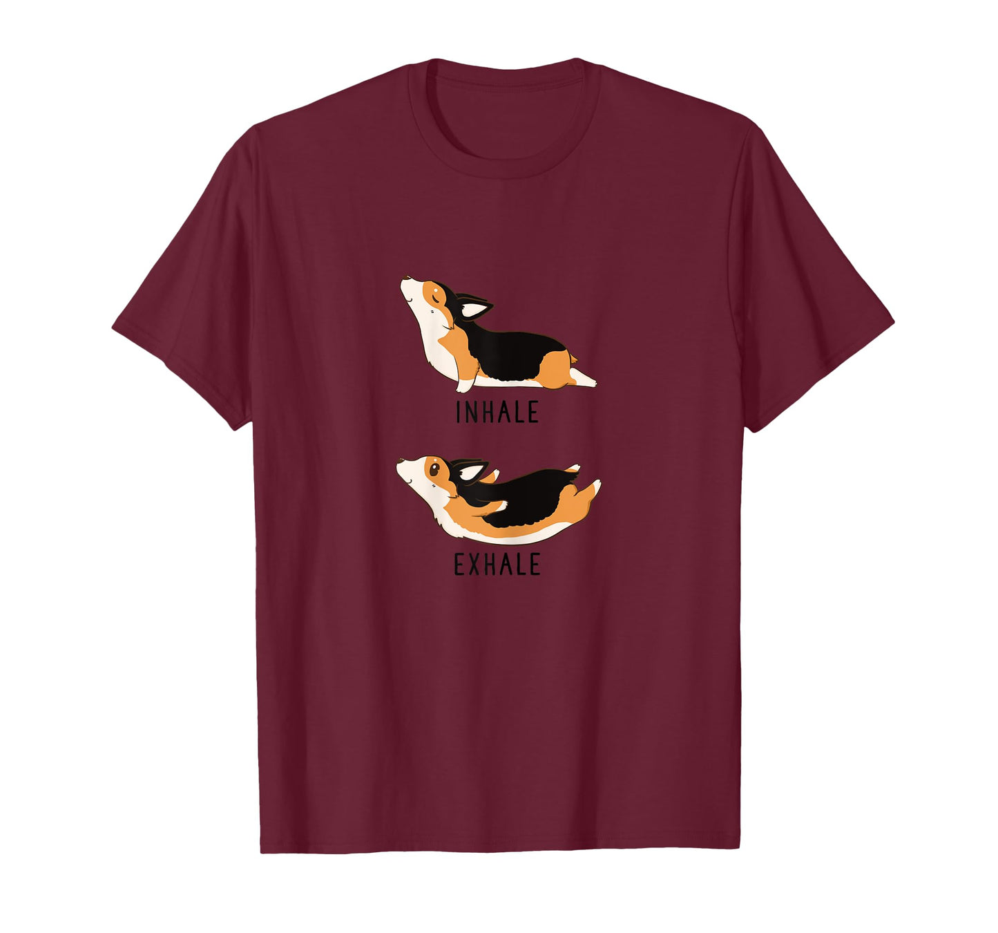 Inhale Exhale Yoga Tri Color Corgi Tshirt T-Shirt