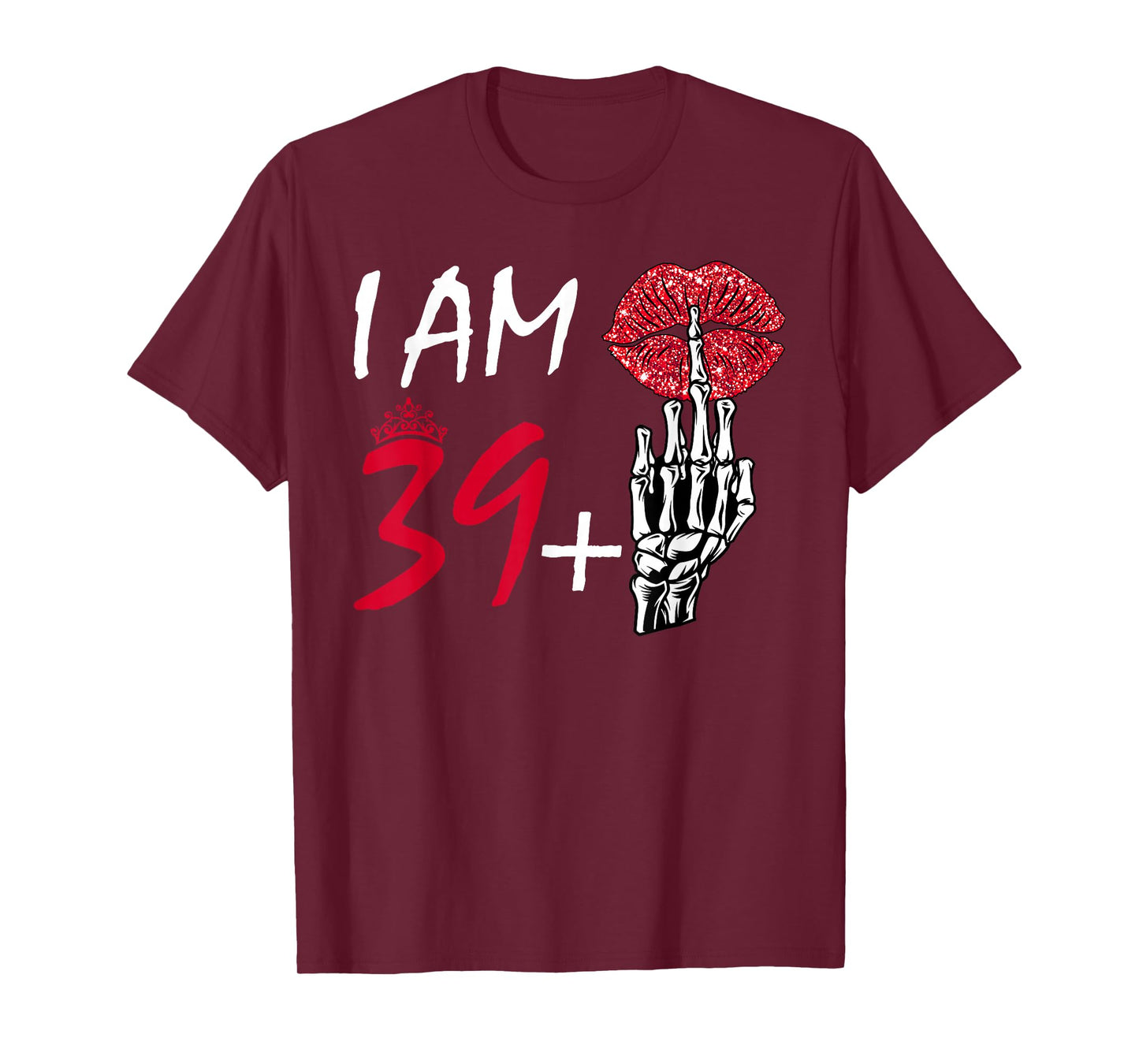 I'm 39 Plus 1 Middle Finger Skull Funny 40th Birthday Women T-Shirt