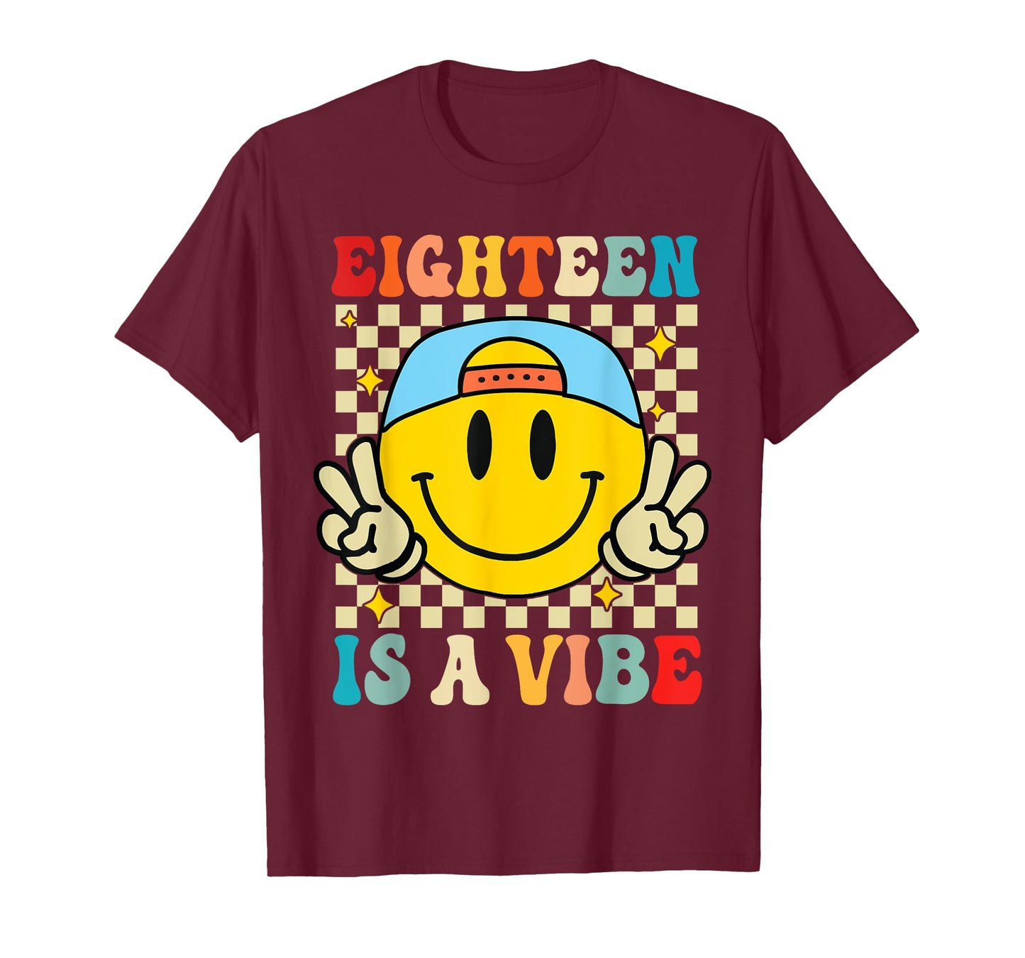 Eighteen is A Vibe 18th Birthday Groovy Boys 18 Years Old T-Shirt