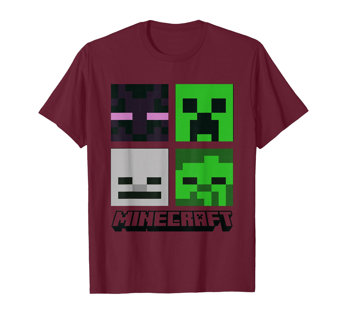 Minecraft Creeper Enderman Ghast Zombie Pixel Art Faces T-Shirt