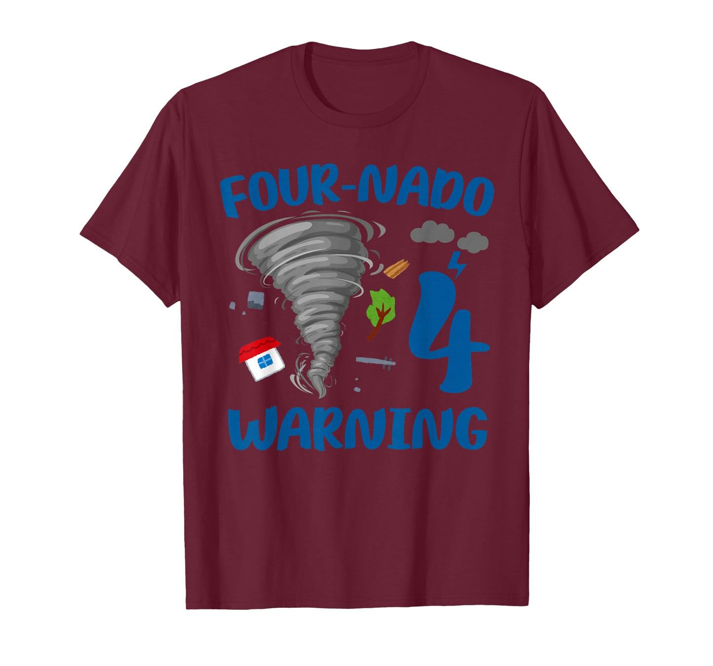 Kids Four-nado Warning 4th Birthday Party Theme Tornado Boy T-Shirt