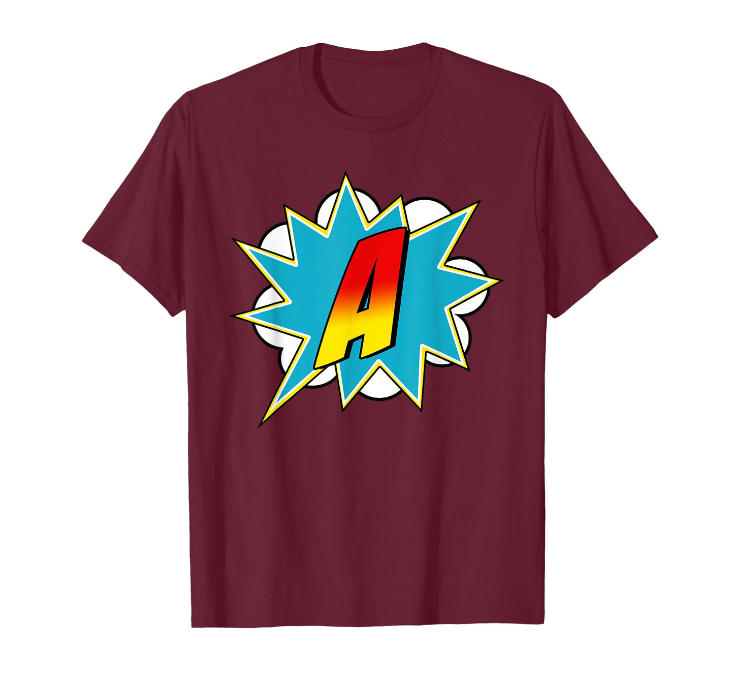 Letter A Superhero Name Comic Letter Retro Costume T-Shirt