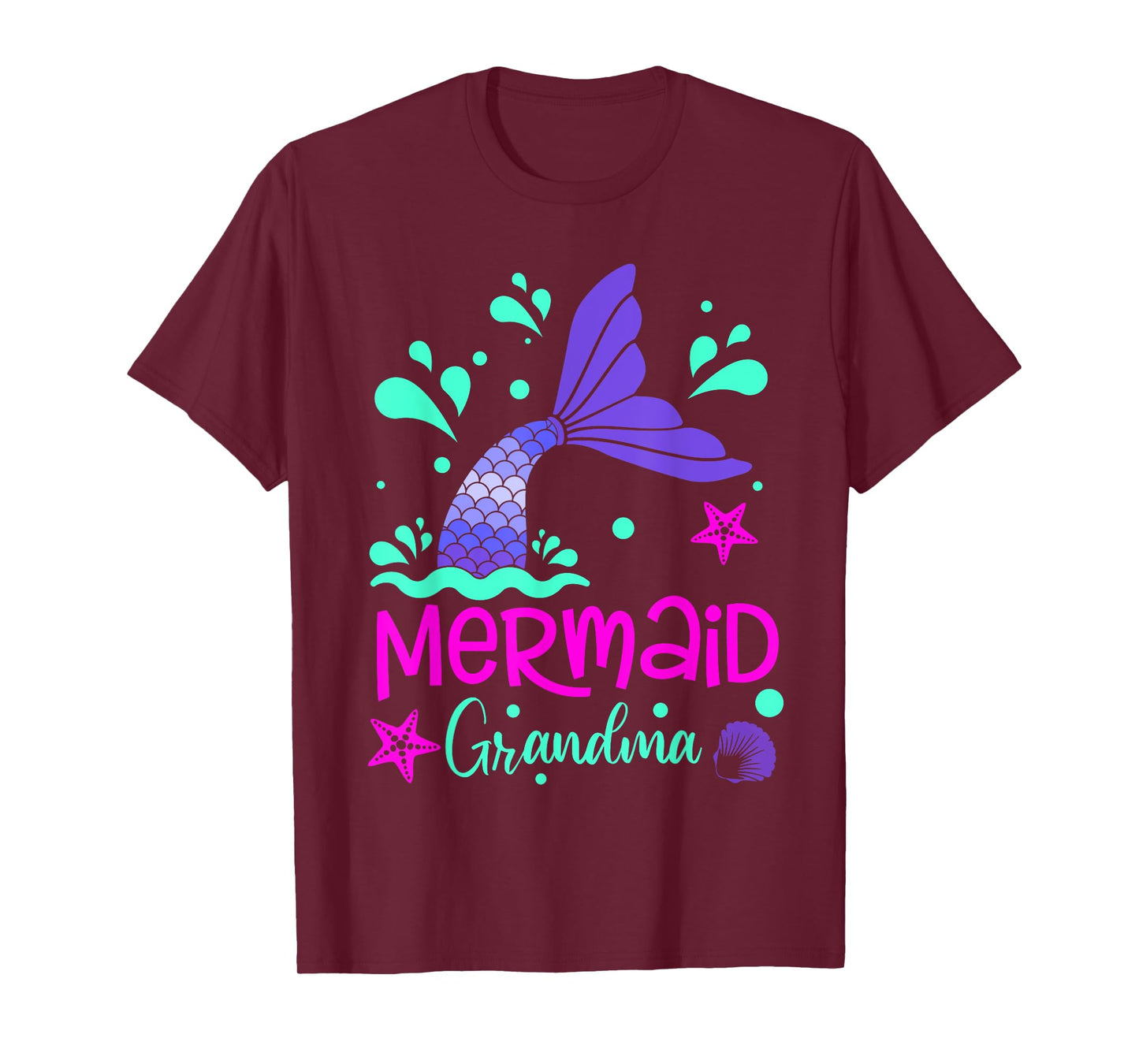 Mermaid Grandma Funny Matching Family Bday Party Squad T-Shirt