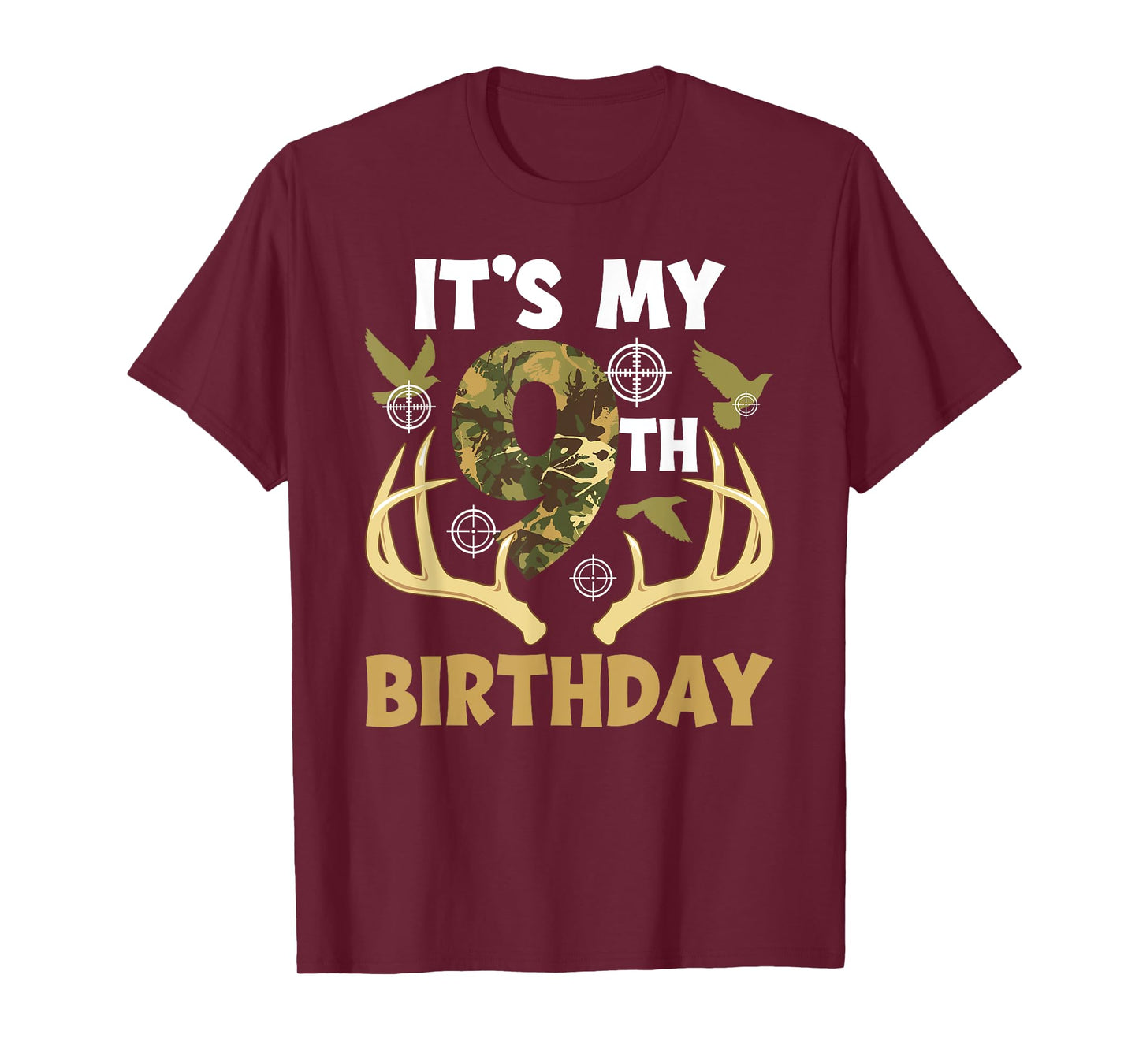 9th Hunting Birthday Party 9 Year Old Hunter Birthday T-Shirt