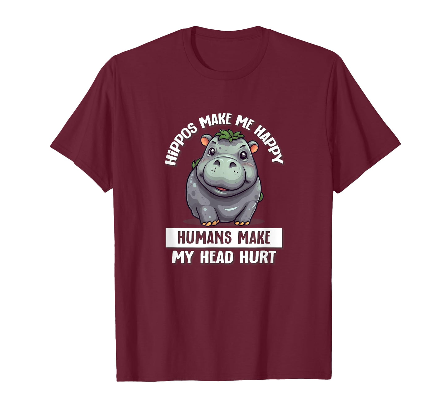 Hippo Gifts Shirts & Hoodies Hippo T-Shirt Women's Black Cartoon Hippo T-Shirt Casual T-Shirt S