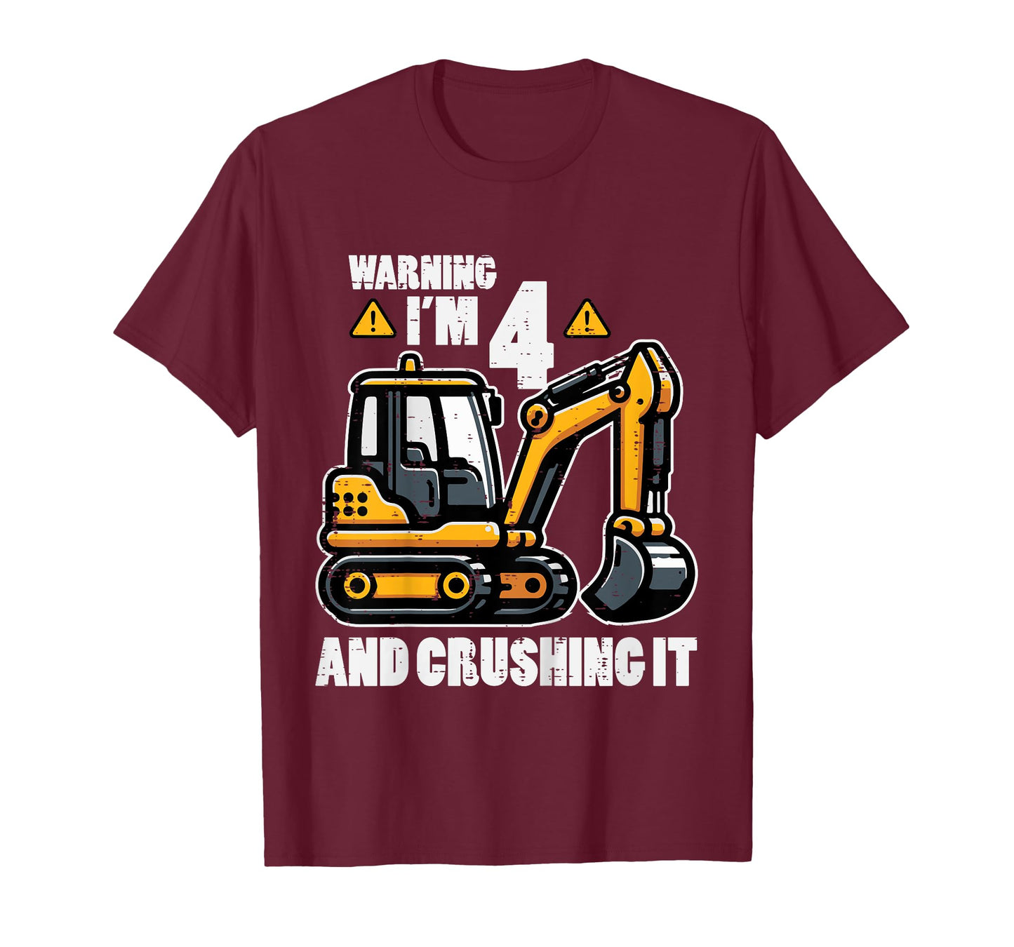 Kids Im 4 Crushing It Excavator 4th Birthday Construction Boy Kid T-Shirt
