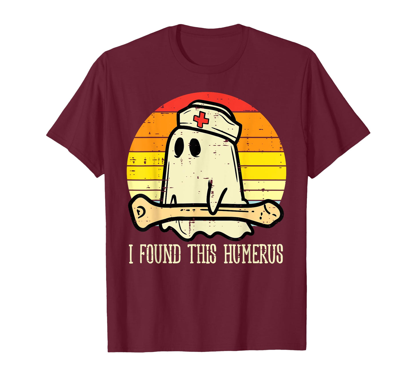 I Found This Humerus Funny Halloween Nurse Fall Scrub Women T-Shirt