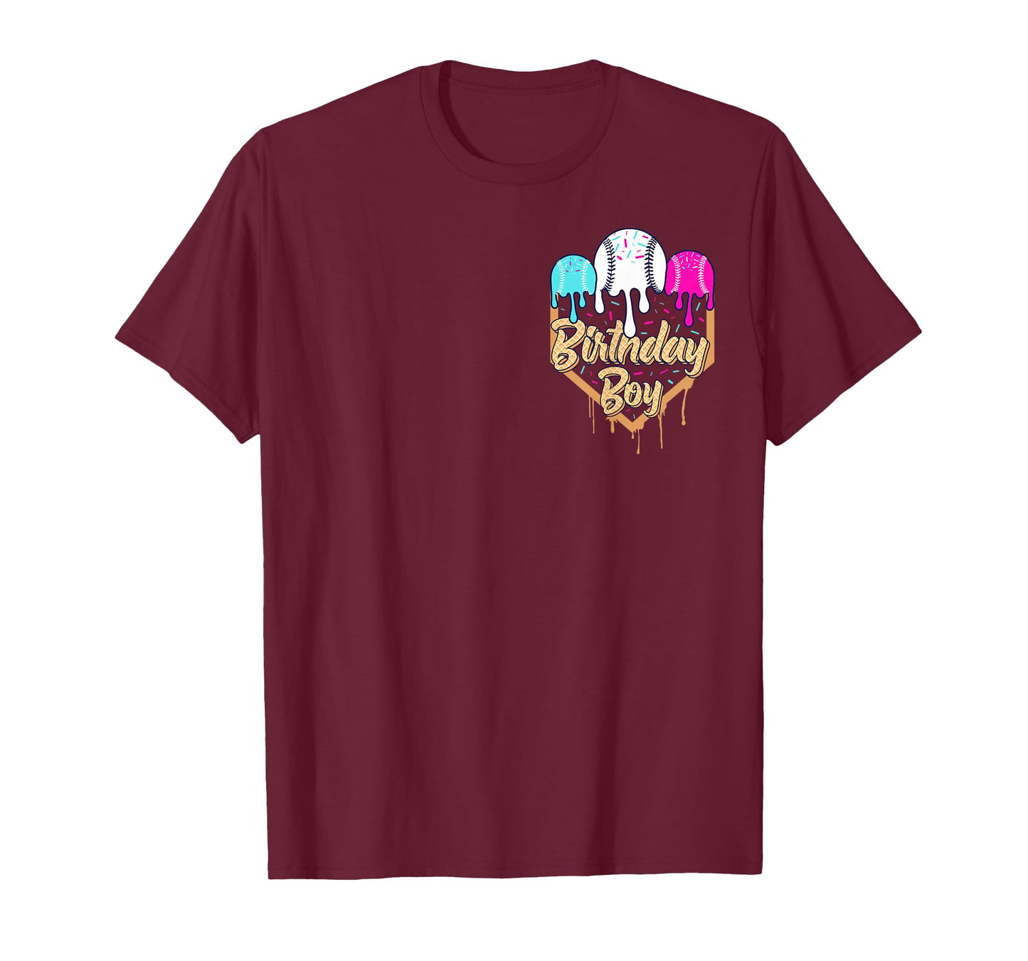 9th Birthday Baseball Ice Cream Drip Sprinkles 9 Year Old T-Shirt