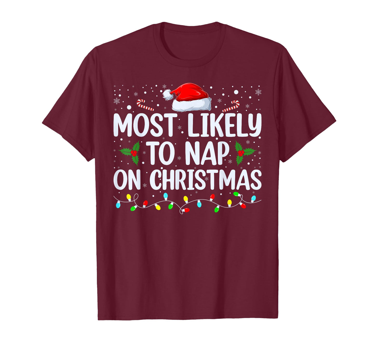 Most Likely To Nap On Christmas Family Christmas Pajamas T-Shirt