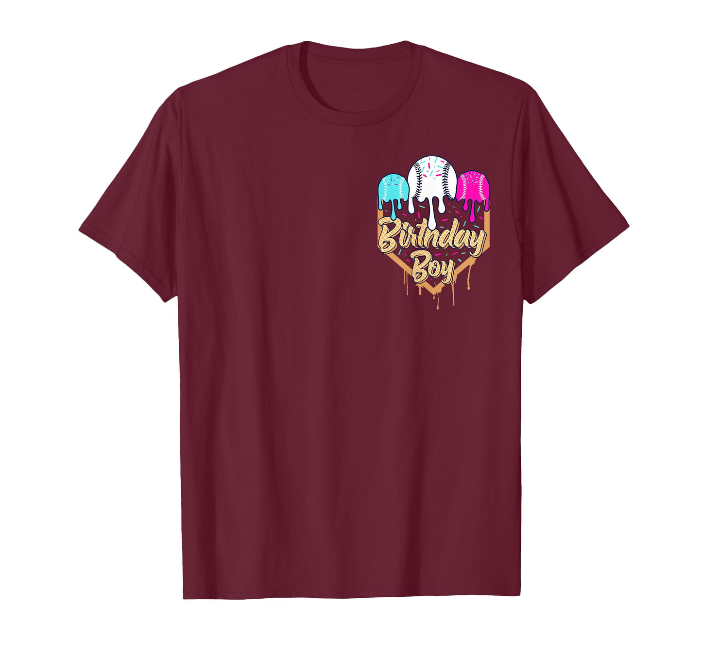 8th Birthday Baseball Ice Cream Drip Sprinkles 8 Year Old T-Shirt