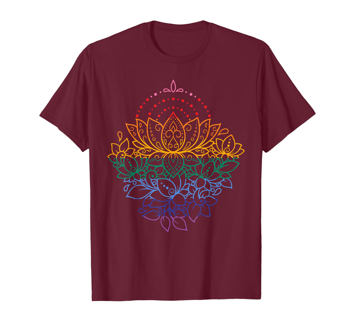 Rainbow Lotus Mandala Yoga LGBTQ Lesbian Gay Pride Month T-Shirt