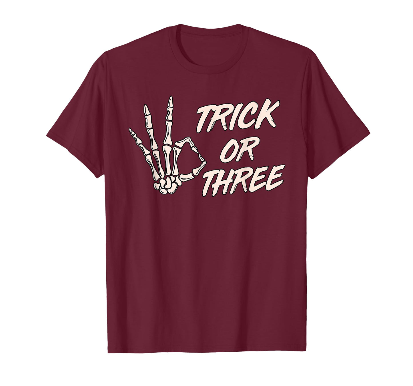 Trick or Three Halloween 3rd Birthday Spooky Skeleton Hand T-Shirt