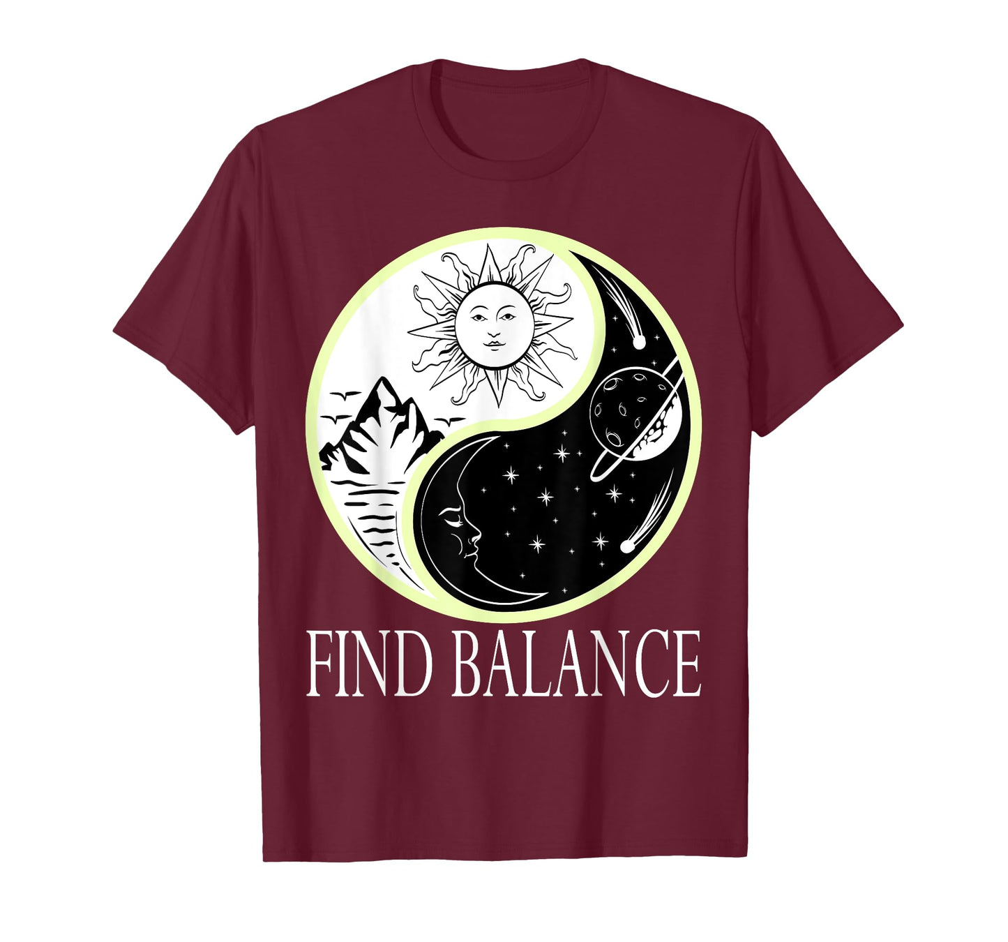 Find Balance Yin Yang Positive Vibes Yoga Motivation T-Shirt