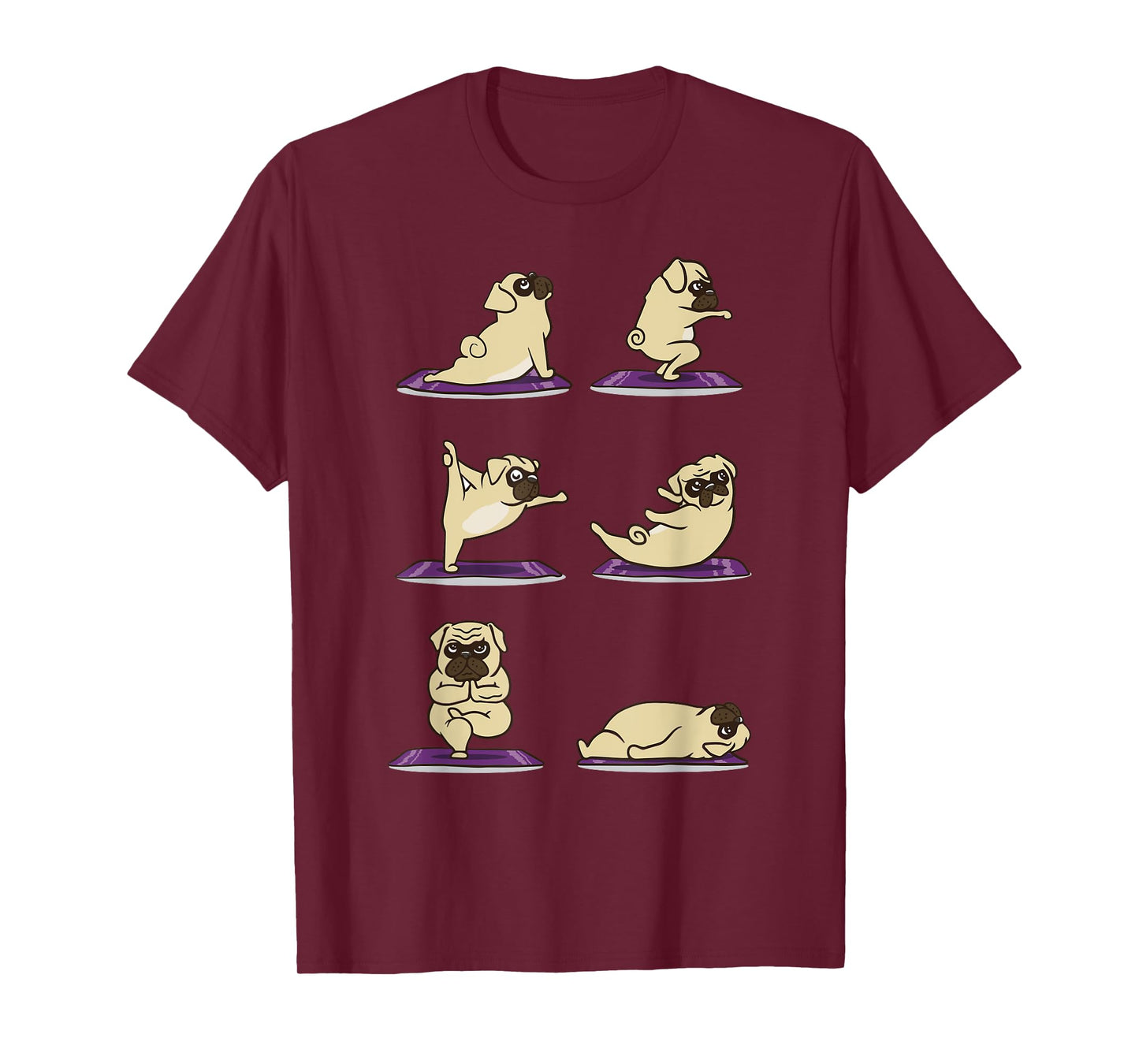 Funny Pug doing Yoga Exercises Asanas T-Shirt