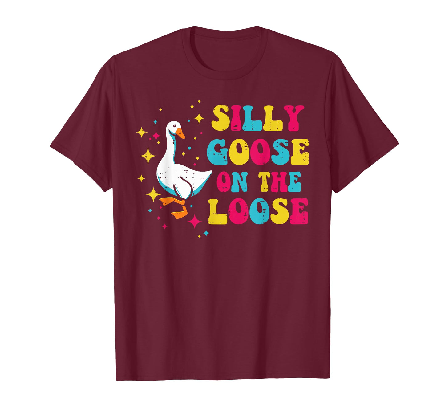 Goose Silly On The Loose Groovy Retro Animal Women Men Kids T-Shirt